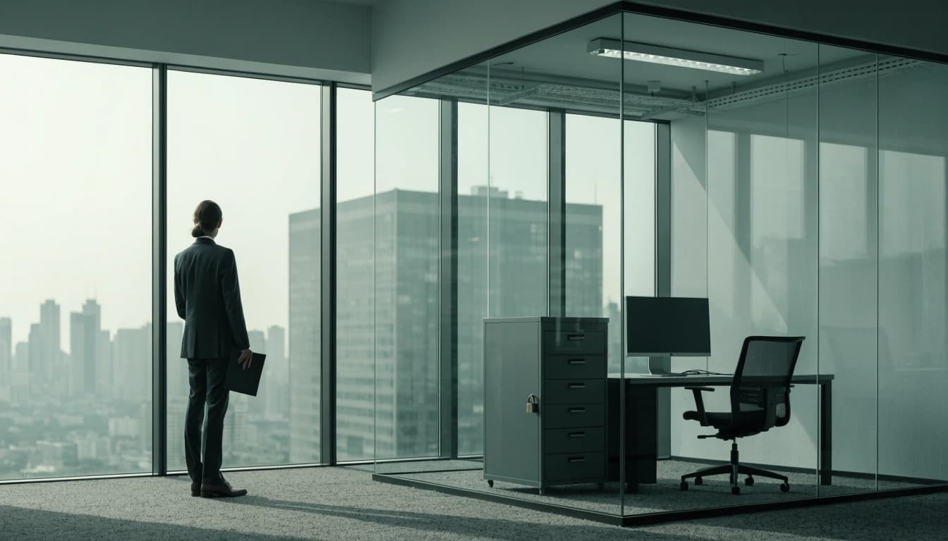 A balance scale compares a business-controlled workstation with cloud computing infrastructure.
